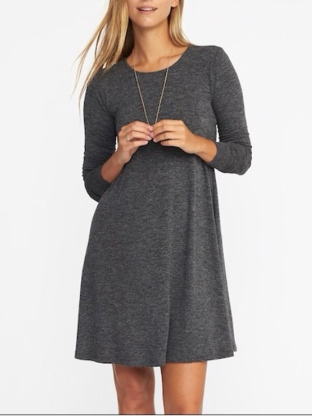 Old Navy Charcoal Long-Sleeve Swing Dress
